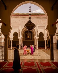 Enclosed palace courtyard in Fez, Morocco.