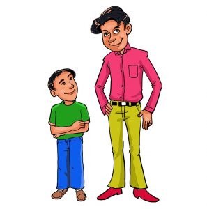Illustration of short and tall people side-by-side