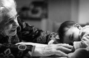 Grandmother caring for her grandchild