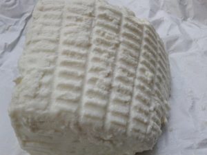 Ricotta imprinted in grid pattern