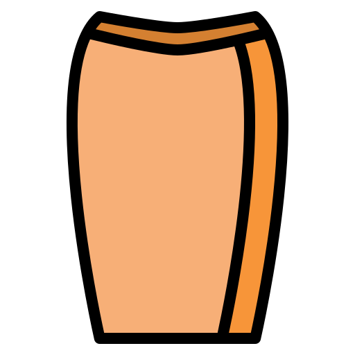 An icon showing a dark yellow and orange pencil-skirt