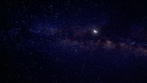 Night sky with crescent moon