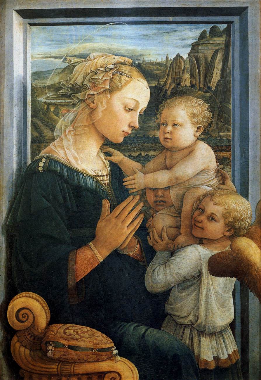 A painting by Filippo Lippi, the Madonna with the Child and two Angels