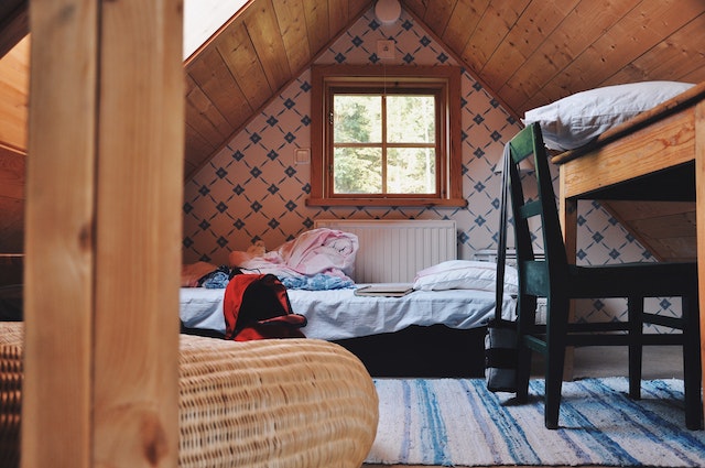 Rustic bedroom in an attic