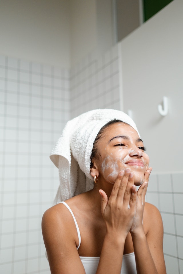 Person washing their face