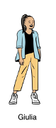 Illustration of Giulia, a person with blue jacket and yellow pants