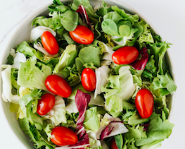 Aerial shot of vegetable salad