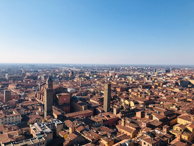 Aerial shot of Bologna, Italy