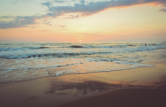 Italian beach at the sunset