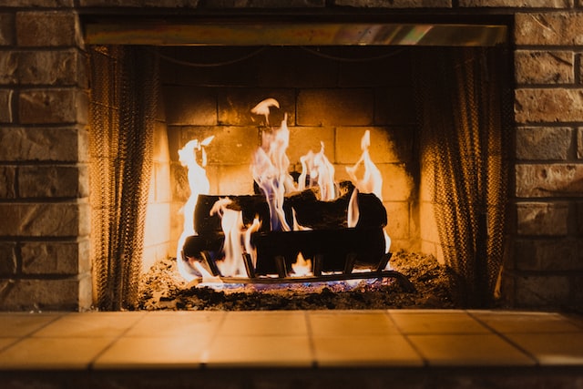 Fire wood on fireplace