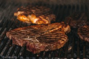 Steaks on a grill