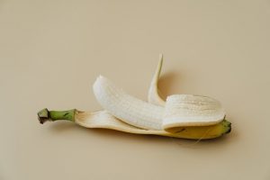 Half peeled banana